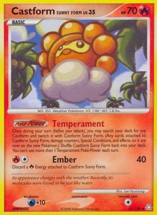 'Pokemon - 'Castform Sunny Form 051  - Reverse Holofoil Legends Awakened - Uncommon