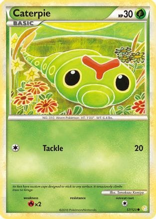'Pokemon - 'Caterpie 057/123  - Reverse Holofoil HeartGold SoulSilver - Common