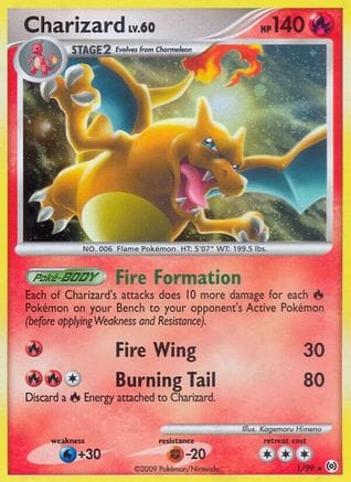 'Pokemon - 'Charizard 001/99  - Reverse Holofoil Arceus - Holo Rare