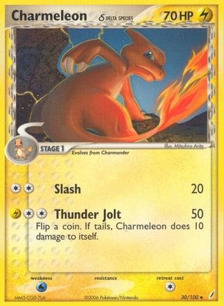 'Pokemon - 'Charmeleon (Delta Species) 030/100  - Reverse Holofoil Crystal Guardians - Uncommon
