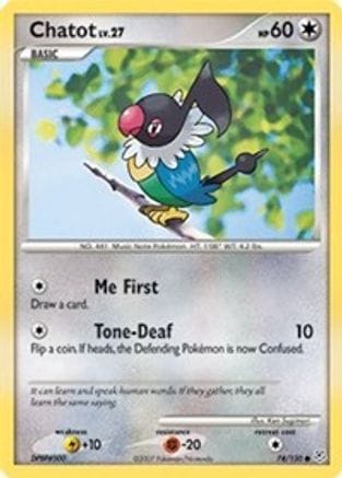 'Pokemon - 'Chatot 074  - Reverse Holofoil Diamond and Pearl - Common