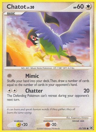 'Pokemon - 'Chatot 055/100  - Reverse Holofoil Majestic Dawn - Common