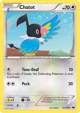 'Pokemon - 'Chatot 085  - Reverse Holofoil Dark Explorers - Uncommon