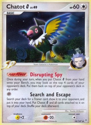 'Pokemon - 'Chatot G 054  - Reverse Holofoil Supreme Victors - Uncommon