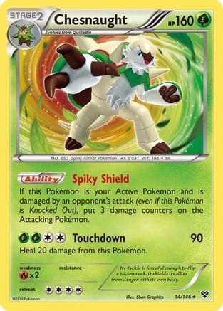 'Pokemon - 'Chesnaught 014/146  - Reverse Holofoil XY Base Set - Holo Rare