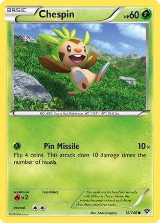 'Pokemon - 'Chespin 012/146  - Reverse Holofoil XY Base Set - Common