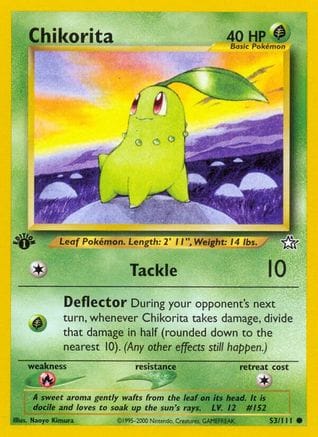 'Pokemon - 'Chikorita (53) 053/111  - 1st Edition Neo Genesis - Common