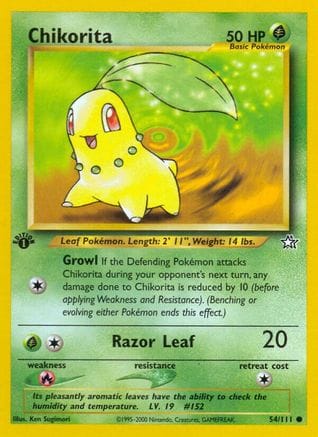 'Pokemon - 'Chikorita (54) 054/111  - Unlimited Neo Genesis - Common