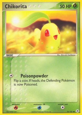'Pokemon - 'Chikorita 055  - Reverse Holofoil Hidden Legends - Common