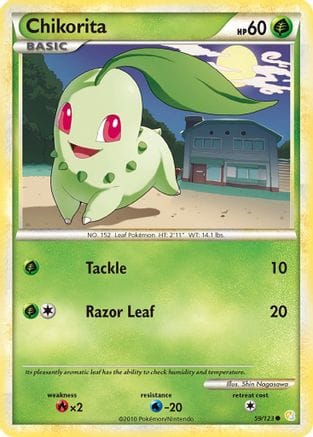 'Pokemon - 'Chikorita 059/123  - Reverse Holofoil HeartGold SoulSilver - Common