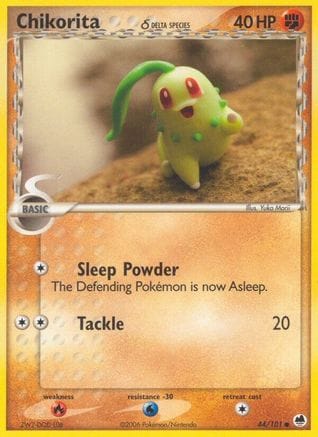 'Pokemon - 'Chikorita (Delta Species) 044/101  - Reverse Holofoil Dragon Frontiers - Common