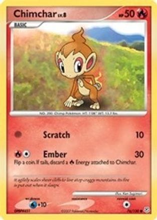 'Pokemon - 'Chimchar 076/130  - Reverse Holofoil Diamond and Pearl - Common