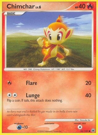 'Pokemon - 'Chimchar (56) 056  - Reverse Holofoil Majestic Dawn - Common