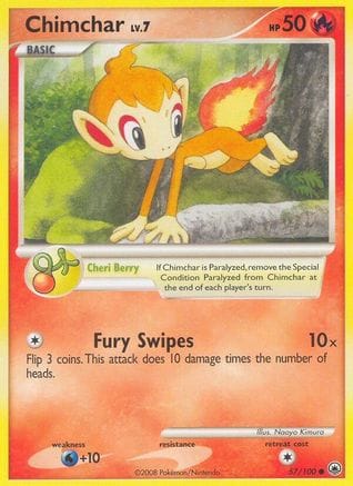 'Pokemon - 'Chimchar (57) 057  - Reverse Holofoil Majestic Dawn - Common