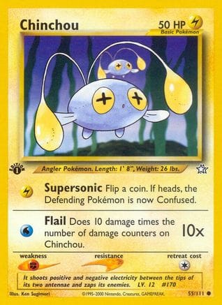 'Pokemon - 'Chinchou 055/111  - Unlimited Neo Genesis - Common