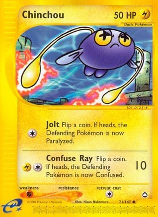 'Pokemon - 'Chinchou (71) 071/147  - Reverse Holofoil Aquapolis - Common