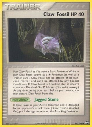 'Pokemon - 'Claw Fossil 084  - Reverse Holofoil Power Keepers - Common