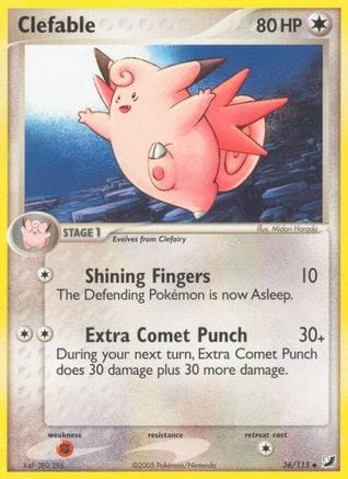 'Pokemon - 'Clefable 036  - Reverse Holofoil Unseen Forces - Uncommon