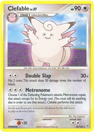 'Pokemon - 'Clefable 022  - Reverse Holofoil Diamond and Pearl - Rare