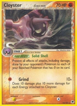 'Pokemon - 'Cloyster (Delta Species) 014/101  - Reverse Holofoil Dragon Frontiers - Rare