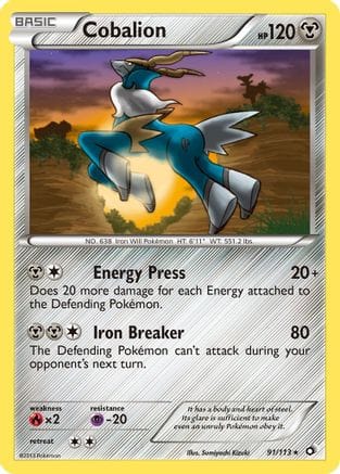 'Pokemon - 'Cobalion 091/113  - Holofoil Legendary Treasures - Holo Rare