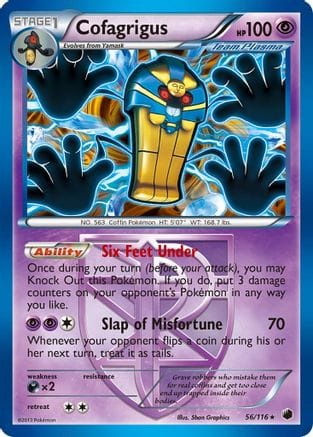 'Pokemon - 'Cofagrigus (Team Plasma) (56) 056/116  - Reverse Holofoil Plasma Freeze - Holo Rare