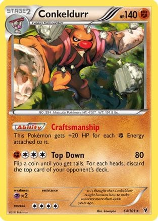 'Pokemon - 'Conkeldurr (64) 064  - Holofoil Noble Victories - Holo Rare