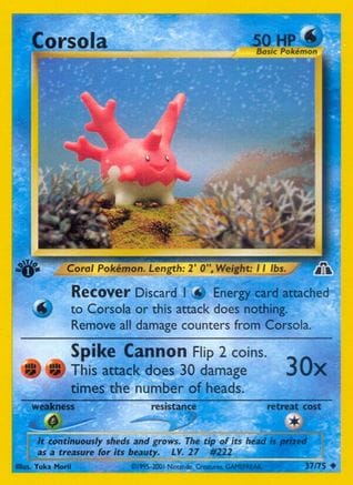 'Pokemon - 'Corsola 037/75  - Unlimited Neo Discovery - Uncommon