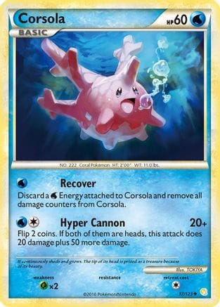 'Pokemon - 'Corsola 037  HeartGold SoulSilver - Uncommon