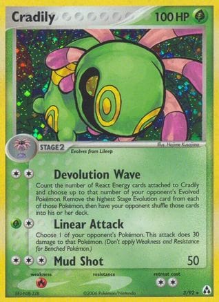 'Pokemon - 'Cradily 003  - Reverse Holofoil Legend Maker - Holo Rare