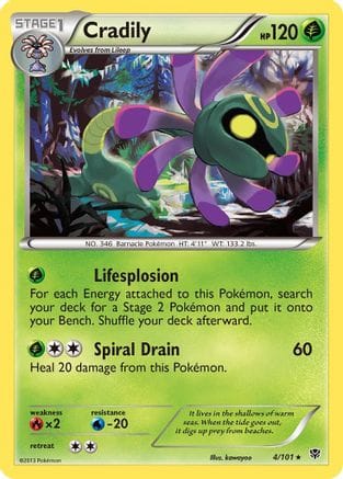 'Pokemon - 'Cradily 004  - Reverse Holofoil Plasma Blast - Rare