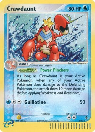 'Pokemon - 'Crawdaunt 003/97  - Reverse Holofoil Dragon - Holo Rare