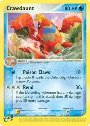'Pokemon - 'Crawdaunt 013/97  - Reverse Holofoil Dragon - Rare