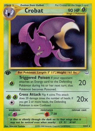 'Pokemon - 'Crobat 004/64  - Unlimited Holofoil Neo Revelation - Holo Rare
