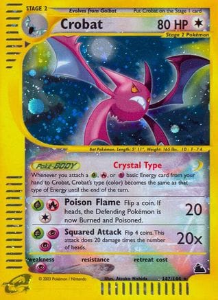 'Pokemon - 'Crobat (147) 147  - Reverse Holofoil Skyridge - Secret Rare