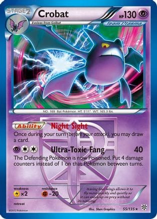 'Pokemon - 'Crobat (Team Plasma) 055/135  - Holofoil Plasma Storm - Holo Rare