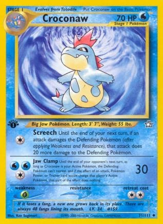 'Pokemon - 'Croconaw (31) 031/111  - Unlimited Neo Genesis - Uncommon