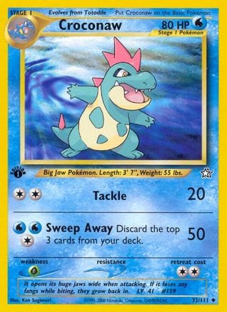 'Pokemon - 'Croconaw (32) 032/111  - 1st Edition Neo Genesis - Uncommon