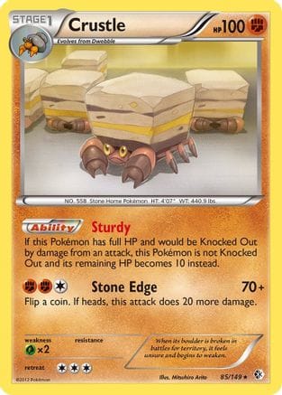 'Pokemon - 'Crustle 085  - Reverse Holofoil Boundaries Crossed - Holo Rare