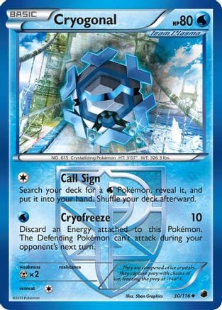 'Pokemon - 'Cryogonal (Team Plasma) 030/116  - Reverse Holofoil Plasma Freeze - Uncommon
