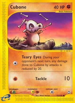 'Pokemon - 'Cubone 072/147  Aquapolis - Common