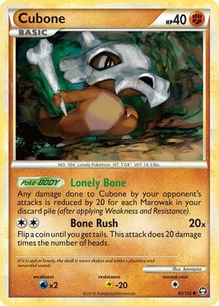 'Pokemon - 'Cubone 060/102  - Reverse Holofoil Triumphant - Common
