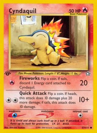 'Pokemon - 'Cyndaquil (57) 057/111  - Unlimited Neo Genesis - Common