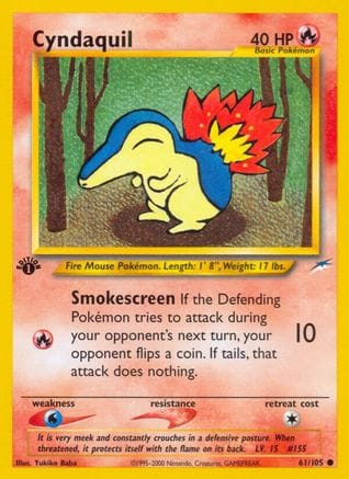 'Pokemon - 'Cyndaquil 061/105  - Unlimited Neo Destiny - Common