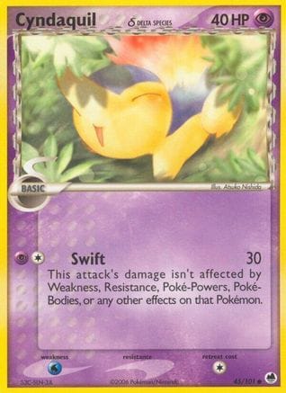 'Pokemon - 'Cyndaquil (Delta Species) 045/101  - Reverse Holofoil Dragon Frontiers - Common