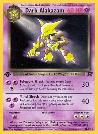 'Pokemon - 'Dark Alakazam (18) 018/82  - Unlimited Team Rocket - Rare