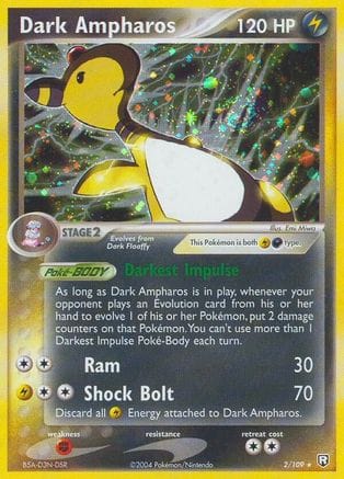 'Pokemon - 'Dark Ampharos 002  - Reverse Holofoil Team Rocket Returns - Holo Rare