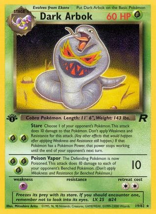 'Pokemon - 'Dark Arbok (19) 019/82  - Unlimited Team Rocket - Rare