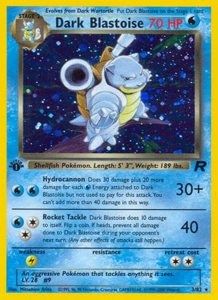 'Pokemon - 'Dark Blastoise (3) 003/82  - Unlimited Holofoil Team Rocket - Holo Rare