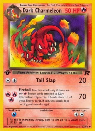 'Pokemon - 'Dark Charmeleon 032/82  - 1st Edition Team Rocket - Uncommon